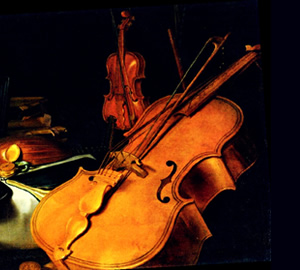 painting of bass violes