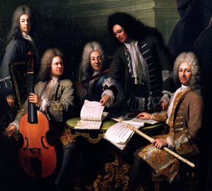 painting of men with baroque instruments